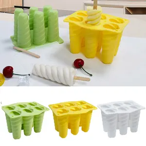3D DIY 6 lỗ hình dạng xoắn ốc tự chế Silicone Popsicle khuôn dễ dàng phát hành Kem Khuôn Silicone cho Popsicle Ice Pop Maker