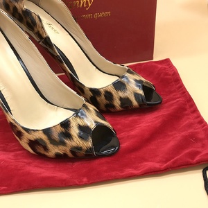 Fabricant personnalisé nouvelle arrivée rouge bas <span class=keywords><strong>Peep</strong></span> <span class=keywords><strong>Toe</strong></span> léopard Stiletto pompes Sexy talons hauts pour les femmes respirant grande taille chaussures - Product Image 5
