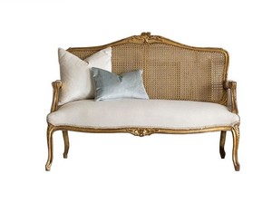 Custom-Made French Retro Fashion High-End 2 orang Weave Sofa rotan kursi kayu Solid ukiran mewah ruang tamu Furniture - Product Image 4