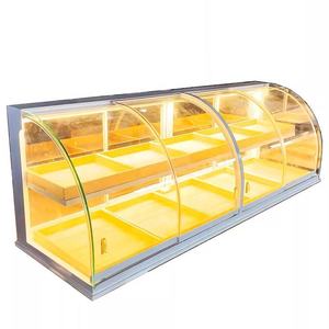 Vitrine de présentation alimentaire en <span class=keywords><strong>verre</strong></span> <span class=keywords><strong>sur</strong></span> <span class=keywords><strong>mesure</strong></span> pour pain, desserts, pâtisseries, gâteaux – Présentoir de boulangerie pour centre commercial et magasin de boulangerie - Product Image 1