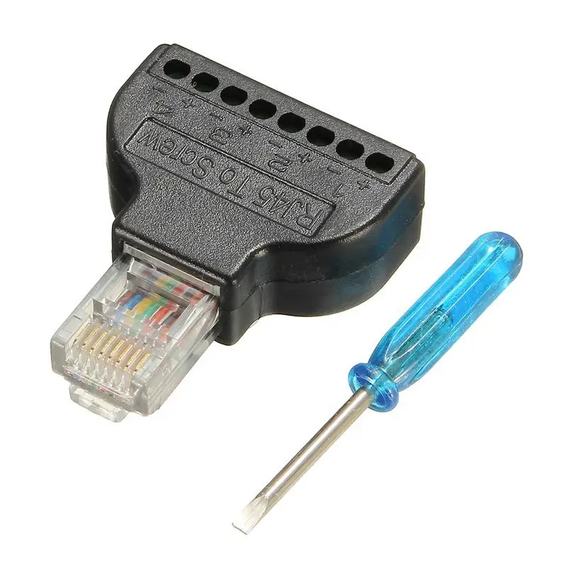 ขั้วต่อเครือข่าย aost RJ45ปลั๊กอีเทอร์ไปยังอะแดปเตอร์สกรูขั้ว AV 8ขาสำหรับบล็อกระบบรักษาความปลอดภัยของ CCTV