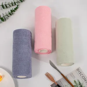 50/75/100 Pcs Kitchen Microfiber Cleaning Cloth Roll Tear Away Towels 30x30cm Reusable Washable Cleaning Towel Rolls
