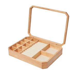 Furun Wooden <b>Jewelry</b> <b>Box</b> Rectangle Modern Style With <b>Glass</b> Lid For Storage And Display - Product Image 3