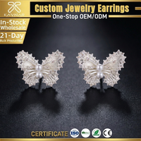 Pendientes de Plata de Ley 925 con Diseño de Mariposa para Mujer, con Circonitas Cúbicas, Alas Grabadas, Perla, Regalo para Novia, OEM