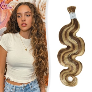 FH 12A Virgin Human Hair Extensions Bulk New Color #P27/30 Highlight <b>Body</b> <b>Wave</b> Braiding Human Hair No Weft for Braiding - Product Image 1