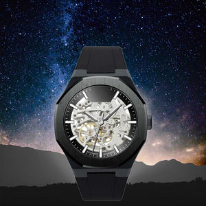 Reloj de pulsera mecánico esqueleto de acero inoxidable y oro rosa de alta calidad OEM ODM resistente al agua esfera luminosa automática diseño hueco - Product Image 4