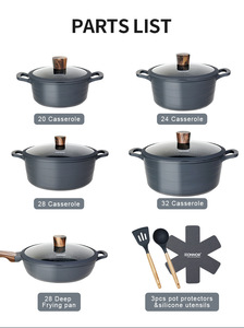 Colección Brilliant Visual de 15 Piezas de Aluminio Forjado con Textura Ondulada, Olla <span class=keywords><strong>para</strong></span> Sopa de 20/24/28/32 cm, Sartén Profunda de 28 cm, Espátulas, Tapetes y Utensilios - Product Image 6