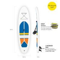 Ensemble d'eau gonflable de kayak de planche à pagaie de 10 'avec aviron en aluminium, pompe à main, siège et sac de voyage