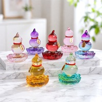 Ornement décoratif de bureau en verre émaillé Zibo fabriqué en Chine, base rotative en forme de lotus, gourde, parfait pour les cadeaux de fin d'année