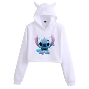 Toptan 300GSM Gleece Hoodies özel kapüşonlu üstler puf baskı kişiselleştirilmiş sevimli baskı kırpılmış üst Unisex Hoodies kazak