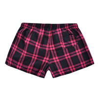 Short en flanelle OEM pour hommes, à carreaux, à taille élastique, pantalons pour femmes de grande taille, vente en gros