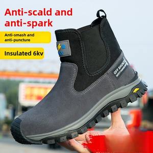 Zapatos de Seguridad para Hombre, Botas de Trabajo para Soldador, Antiaplastamiento, Puntera de Acero, Cuero Antipinchazos, Corte Alto en el Tobillo - Product Image 3