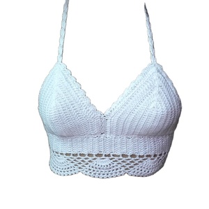 Haut court en <span class=keywords><strong>crochet</strong></span> <span class=keywords><strong>blanc</strong></span> fait à la main pour femmes <span class=keywords><strong>gilet</strong></span> à dos nu tricoté respirant avec hauts corset courts - Product Image 5