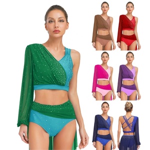 Ropa de Danza para Mujer, Top Corto para Danza Lírica, Ropa de Danza Contemporánea para Espectáculos, Competencias, Diseñadores de Vestuario de Danza - Product Image 1