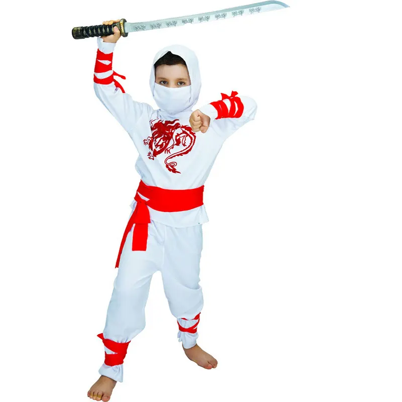 Disfraz clásico Ninja blanco para niños, disfraz para fiesta de Halloween