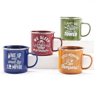 Mercado DE LA UE de EE. UU. Grueso 250ml 350ml 500ml A granel Campamento al aire libre <span class=keywords><strong>Verde</strong></span> Marrón Blanco Logotipo personalizado Esmalte Lata Café Té <span class=keywords><strong>Cerveza</strong></span> Beber Taza - Product Image 3