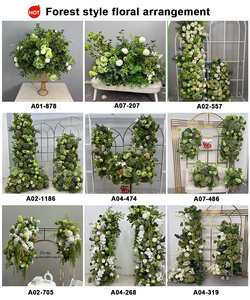 ฉากหลังตกแต่งงานแต่งงานด้วยดอกไฮเดรนเยียสีเขียวเข้มประดิษฐ์จาก LEDA พร้อมพรมดอกไม้สำหรับตกแต่งซุ้มงานแต่ง - Product Image 5