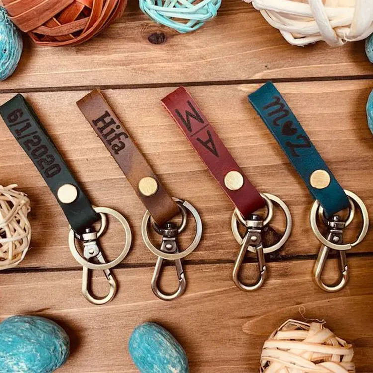 New Wholesale Leather Keychain Blanks Custom Leather Keychain