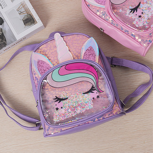 Köpüklü payetler ile sıcak satış moda Unicorn sırt çantası sevimli PU deri çocuk sırt çantası - Product Image 4