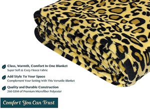 Mantas de lana con estampado de leopardo, cobijas de viaje suaves y esponjosas de felpa ligeras - Product Image 3