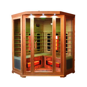 Cabine de Sauna en Bois Massif à Infrarouge Lointain, d'Angle Intérieur, pour 3-4 Personnes, Idéale pour Gym et Spa - Product Image 2