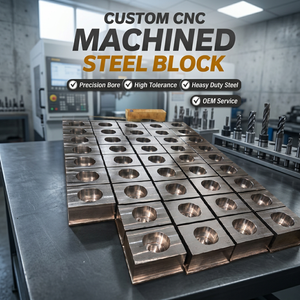Bloc métallique usiné CNC de précision OEM avec surface en acier inoxydable poli, composants de moule sur mesure pour usage industriel - Product Image 1