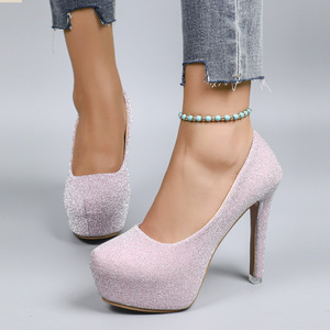 Nuove Scarpe da Donna con Tacco Alto, Plateau Colorato, Tacco Sottile e Punta Bassa, Nere - Product Image 4