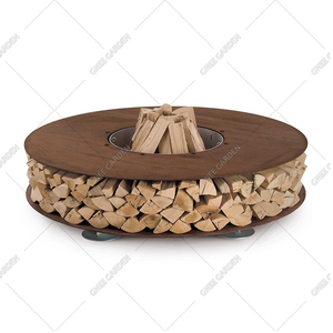 Tables en métal en acier corten de haute qualité pour l'extérieur Table de foyer robuste pour barbecue et chauffage - Product Image 1