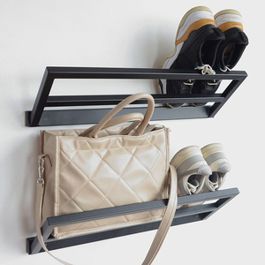 Estante de zapatos negro de Metal montado en la pared Estantes múltiples Espacios duraderos resistentes Estante de almacenamiento de colección de zapatos rústicos - Product Image 6