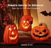 Lanterne citrouille LED de 5,5 pouces pour Halloween, décoration de vacances, ornement pour centre commercial et maison
