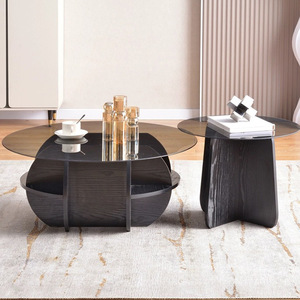 NKAHS Light Luxury <b>Round</b> Tempered Glass <b>Coffee</b> <b>Table</b>, Modern Creative <b>Small</b> Side <b>Table</b> Set for <b>Small</b> Living Room - Product Image 3