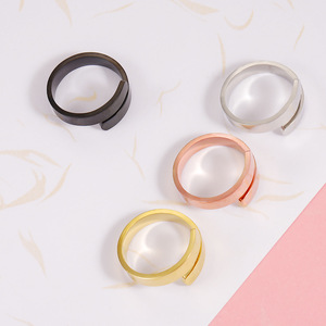 Stainless Steel Mirror DIY Open Smart Ring Blank Glossy Women Rings <strong>Custom</strong> Engraved Logo Ring for Men <strong>Jewelry</strong> Making <strong>Supplies</strong> - Product Image 2