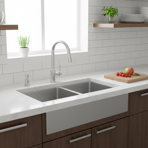 [BAEKJO] EUROPEAN BD813 Deep Drawn Double Bowl Kitchen Sink with <b>Scratch</b>-Resistant Satin Polished Surface - Product Image 2