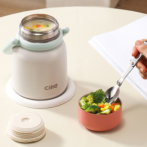 Vaso Térmico de Acero Inoxidable de Gran Capacidad <span class=keywords><strong>Xile</strong></span> con Cuchara, Aislamiento Térmico de 6 a 12 Horas, para Trabajadores de Oficina, Estudiantes y Almuerzo - Product Image 6