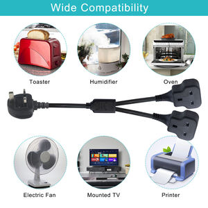 Bande d'alimentation noire industrielle BS 13A 3250W mâle à femelle prise Y séparateur adaptateur câble d'extension - Product Image 3
