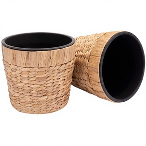 Maceta Tejida de Jacinto de Agua, Cesta para Plantas de Interior, Estilo Rústico, Color Natural, para Decoración del Hogar - Product Image 3