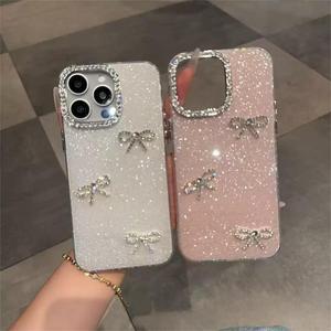 Funda para iPhone 16 de Apple, con un lindo lazo, lujosa, con diamantes, para mujer, de cobertura total, a prueba de golpes. - Product Image 2
