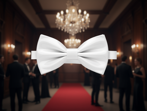 Pajarita Blanca Lisa Brillante Pre-Atada de Seda, Accesorio Formal - Product Image 2