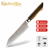 Couteau de chef KitchenBliss 5 pouces en acier damas cuivre VG10, manche en bois de kaki noir, couteau utilitaire de cuisine pour éplucher