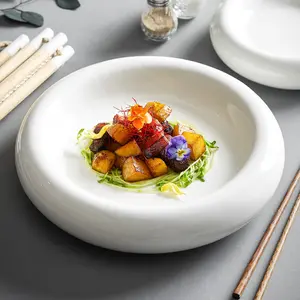 Керамическая обеденная тарелка в скандинавском стиле в западном стиле, белая паста, суп, салат, сладкий десерт, шоу, Сервировочная тарелка, столовая посуда для домашнего ресторана
