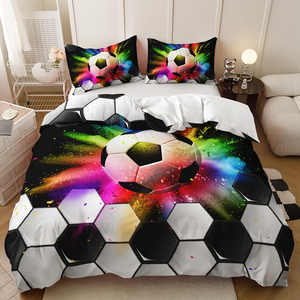 Customised <strong>Football</strong> 3D Digital Printing 300TC Microfiber Fabric <strong>Duvet</strong> <strong>Cover</strong> 3pcs Bedding Set for Hotel &amp; Home Use - Product Image 4
