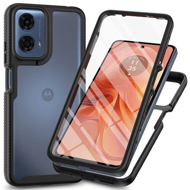 For Motorola Moto E14 / G24 / G04 4G/ G04s 4G Case with PET Screen Film PC+TPU Phone Shell