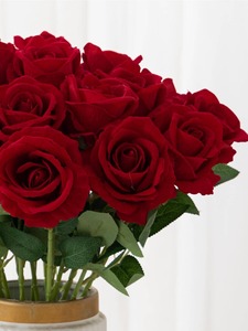<span class=keywords><strong>Bouquet</strong></span> da Sposa Artificiale con Rose Rosse, Fiori Finti Realistici in Velluto, Decorazione Floreale, Rose Artificiali, Regalo per San Valentino, Festa di Matrimonio - Product Image 5