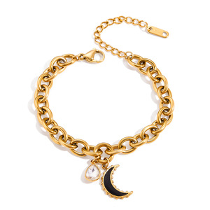 Bracelet en chaîne dorée avec pendentif lune pour femme, bijoux à porter au quotidien - Product Image 5