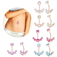 Lot de 10 Piercings de Nombril en Acier Chirurgical 316L avec Pendentif Cristal 14G, Bijoux de Corps pour Femme, Cadeau, Vente en Gros, OEM
