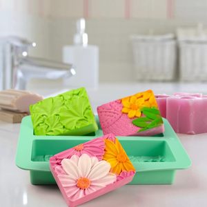 <span class=keywords><strong>Molde</strong></span> de jabón <span class=keywords><strong>rectangular</strong></span> LifeTop, moldes de silicona con patrón de flores rectangulares <span class=keywords><strong>3D</strong></span> para jabón hecho a mano, bombas de baño, velas, chocolate - Product Image 3