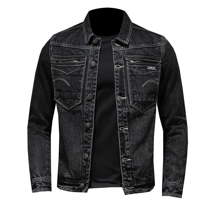 Liluo jaqueta jeans masculina de marca, logotipo personalizado, slim, casaco de denim