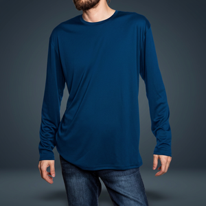 เสื้อรัดรูปแขนยาวสำหรับผู้ชาย ผ้าฝ้าย 100% แห้งเร็ว เย็นสบาย ตะเข็บเรียบ ป้องกันแสงแดด สำหรับกีฬาทางน้ำ - Product Image 2