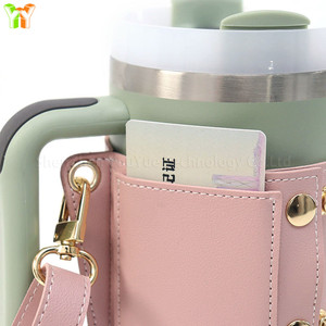 Trong Kho Xách Tay Giữ Cốc 30 & 40 Oz PU Da <span class=keywords><strong>Cup</strong></span> Tay Áo Với Thẻ Túi Có Thể Điều Chỉnh Tumbler Túi - Product Image 4