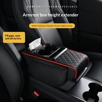 Boîte d'accoudoir de voiture de luxe en cuir 4-en-1 au design esthétique inspiré du corps humain, avec rangement, porte-gobelet et rehausseur, pour e-commerce transfrontalier
